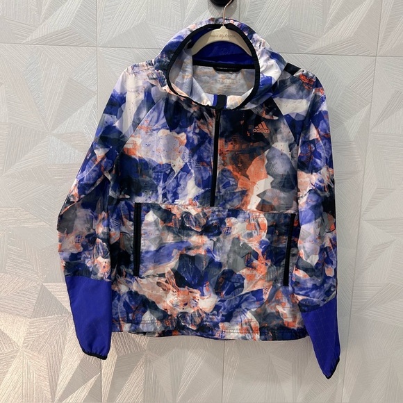 adidas Jackets & Blazers - Adidas Jacket Womens Floral Tye Die Windbreaker Pullover 1/2 Zip Hooded Small